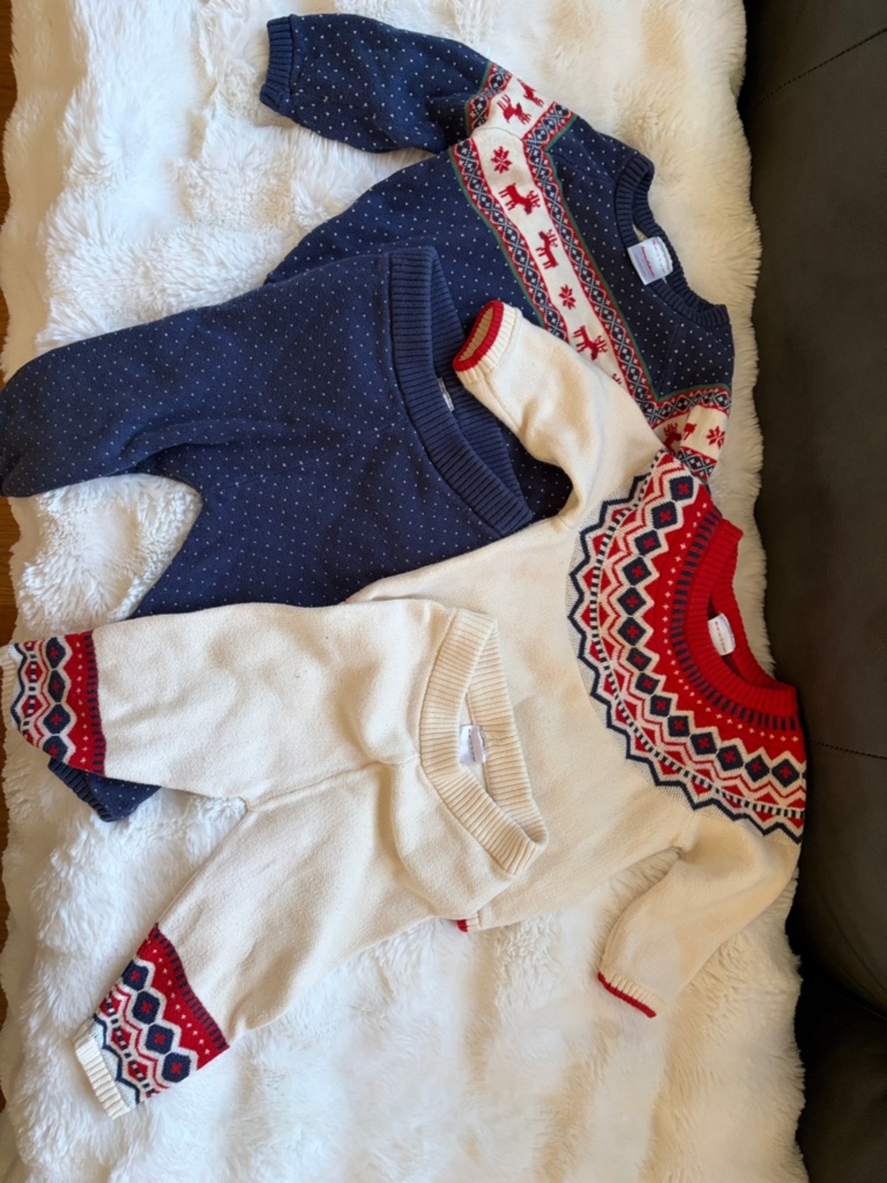 Bundle of Hanna Andersson Cream & Navy Fair Isle Knit Matching Sets (18-24 mo)